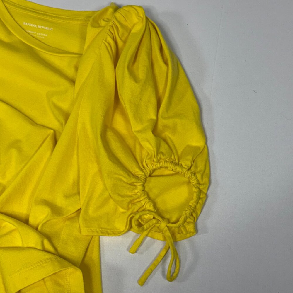 Puff Sleeve Banana Republic Yellow Supima Cotton T-Shirt Size‎ S Small - Picture 10 of 10